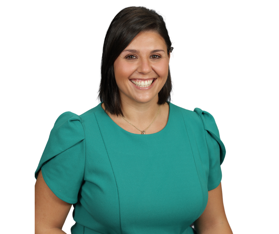 cutout of Young woman in green shirt with green eyes, smiling, transparent background, Hillsborough Education Foundation